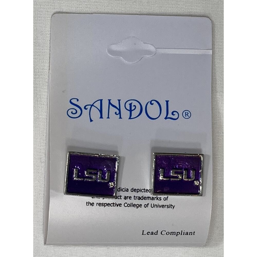 New LSU Tigers Women's Stud Square Stud Earrings, NCAA